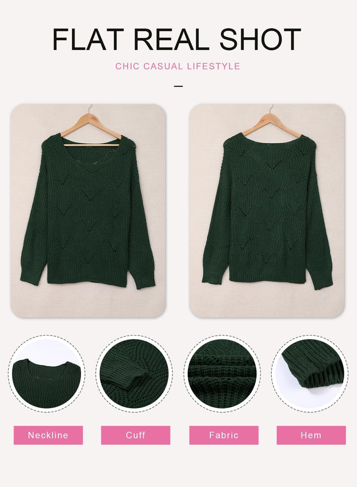 Dokotoo Damen Strickpullover Elegant Rundhals Pullover Herbst Winter Einfarbiger Pulli Oberteil Swea