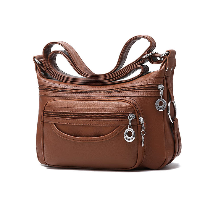 PORRASSO Damen Umhängetasche Multi-Tasche Wasserdicht Schultertasche Messenger Bag PU Handtasche für