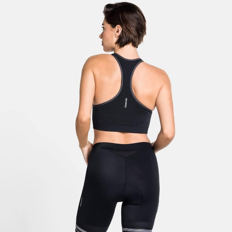 Odlo Damen Sport Bra Seamless Medium Ceramicool Sport-Bra XS Black Melange, XS Black Melange