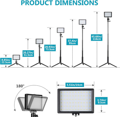 NEEWER LED Videolicht Set mit verstellbarem Stativ Ständer Farbfiltern dimmbares 5600K USB Kamera Vi