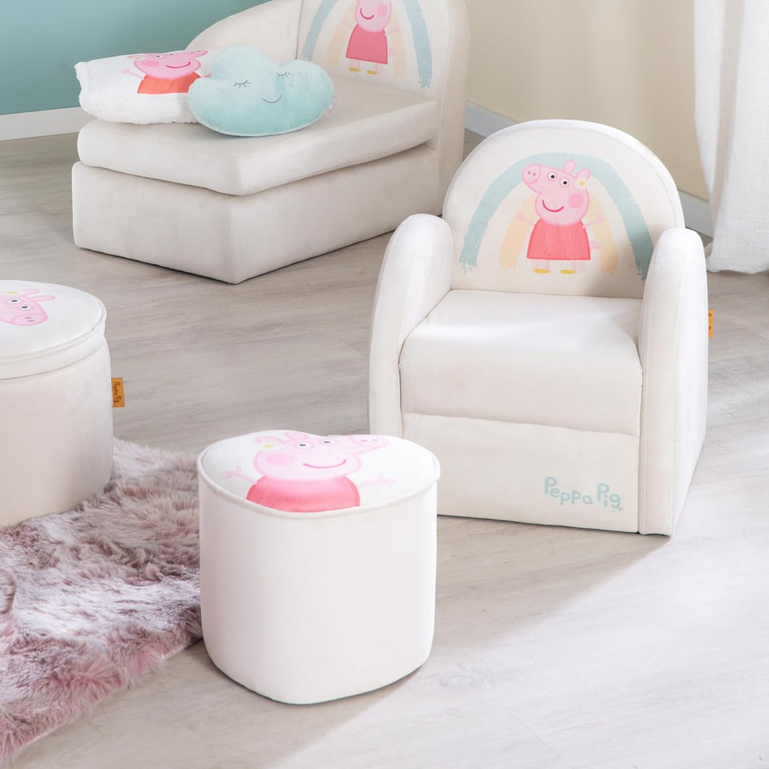 roba Pouf Coeur en Velours pour Chambre Enfant Peppa Pig - Tabouret Solide et Doux - Assise Stable d
