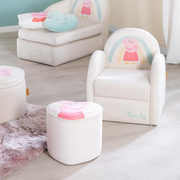 roba Pouf Coeur en Velours pour Chambre Enfant Peppa Pig - Tabouret Solide et Doux - Assise Stable d
