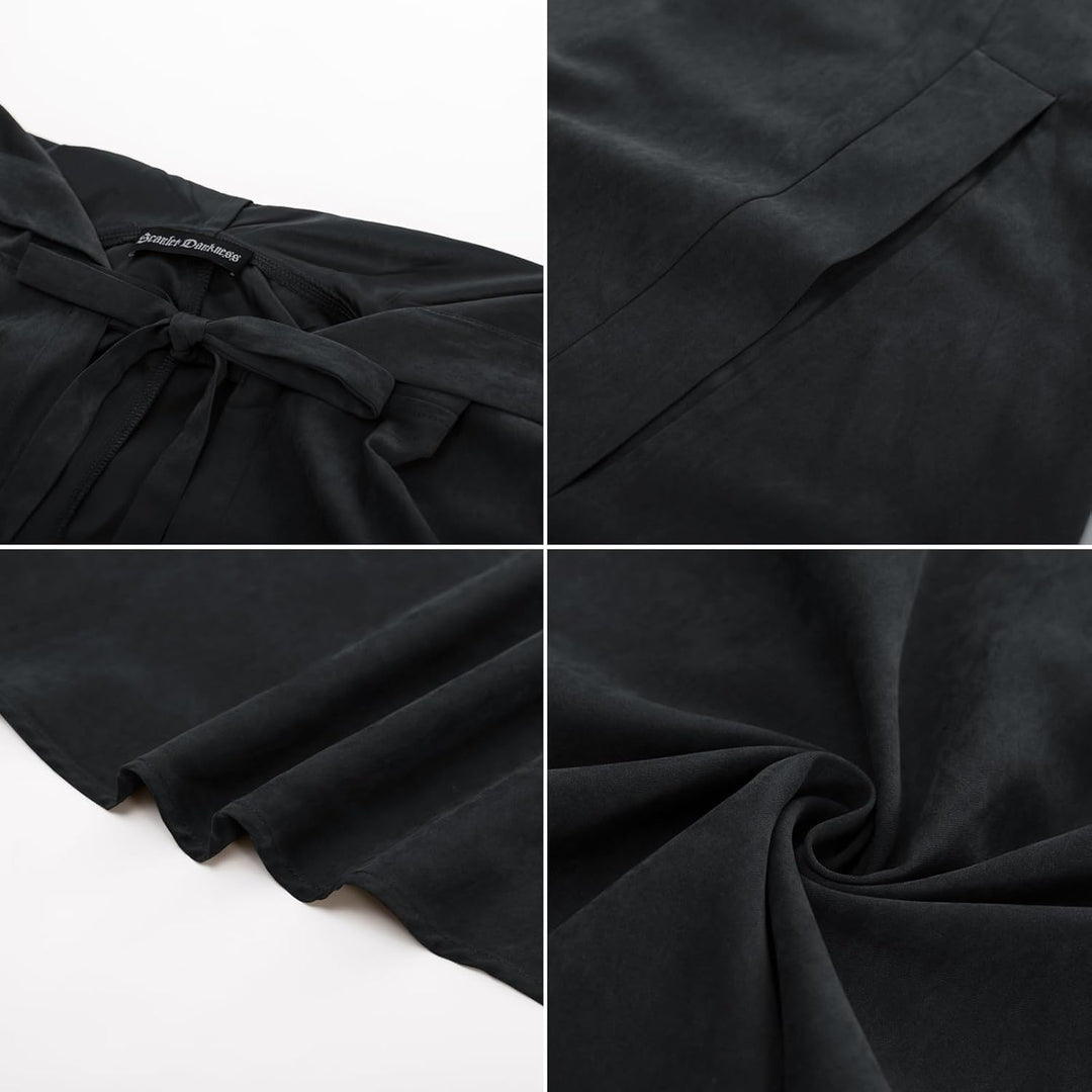 SCARLET DARKNESS Damen Mittelalter Umhang mit Kapuze Unisex Maxi Umhang Hexe Cosplay Cape Schwarz, S