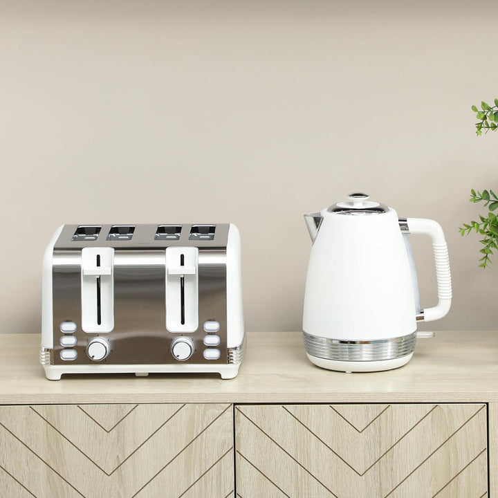 HOMCOM 2200W 1,7L Edelstahl Wasserkocher und Toaster Set mit 4-Scheiben-Toaster Schnellaufheizung, 7