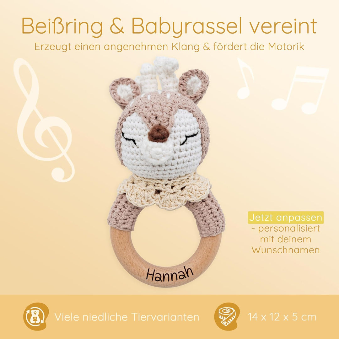 Bärenfreunde® - Personalisierter Beissring Baby - Niedlicher Greifling für Baby's ab 0 Monate - Baby