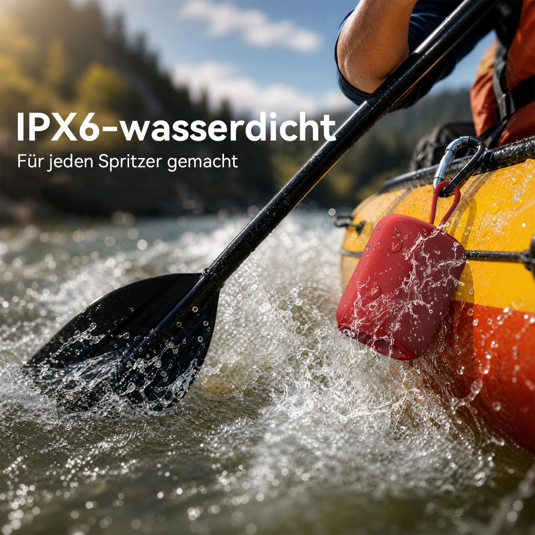 Bobtot Tragbarer Bluetooth-Lautsprecher, IPX6 wasserdicht, über 15 Stunden Akkulaufzeit, kraftvoller