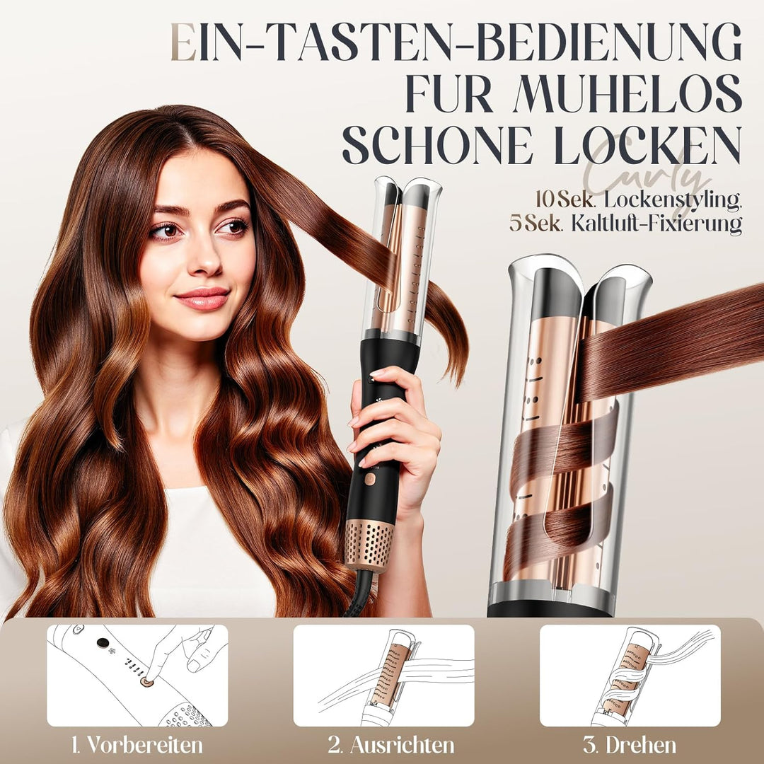 Kaltluft Lockenstab Automatisch – 32mm Beach Waves Curler, 4 Temperaturstufen (150–230°C), Anti-Verb