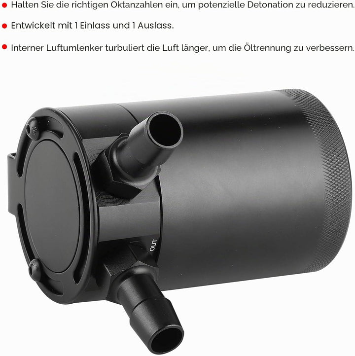 Ölauffangbehälter, KIMISS Universal 500ml 2-Port Ölfangdose Aluminiumlegierung Prallbehälter Vorrats