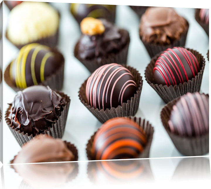 Pixxprint Süsse Pralinen Format: 100x70 auf Leinwand, XXL riesige Bilder fertig gerahmt mit Keilrahm