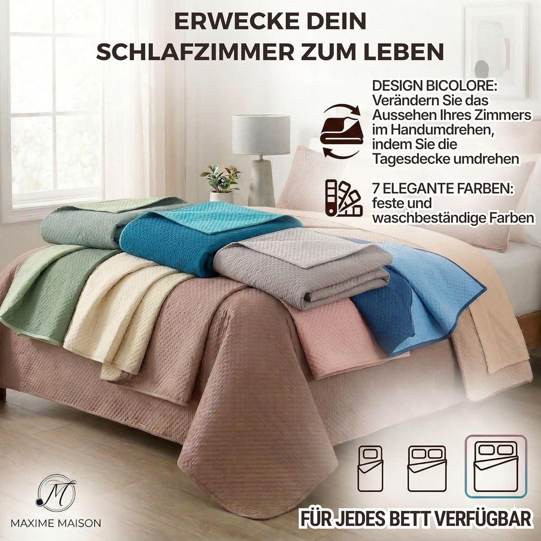 MAXIME MAISON - Steppdecke Maxi für Doppelbett, Halbsaison begleitet Sie vom Frühling bis zum Herbst