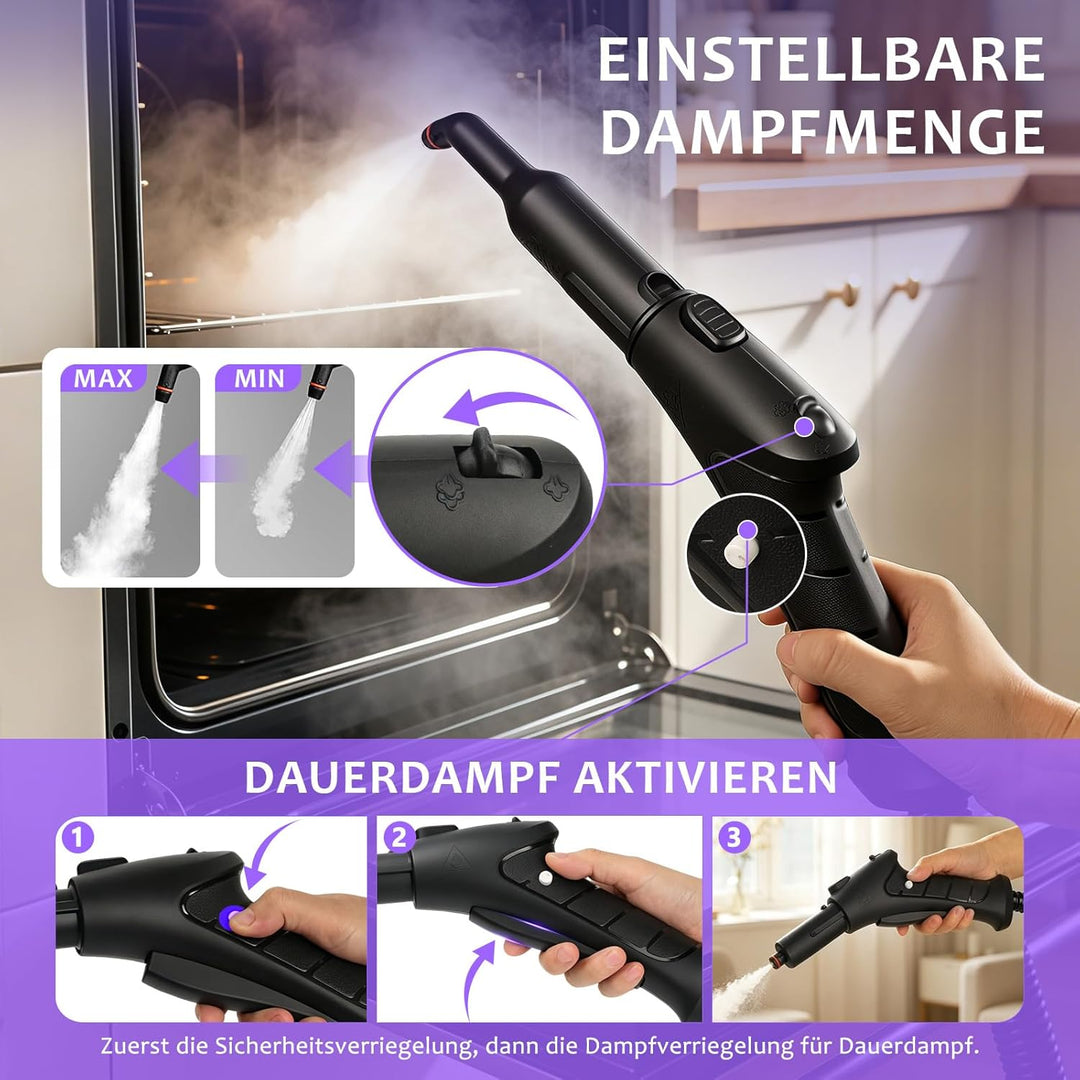 Dampfreiniger, tragbarer Dampfreiniger für den Haushalt, 120 °C Hochtemperaturdampf mit 20 Zubehörte