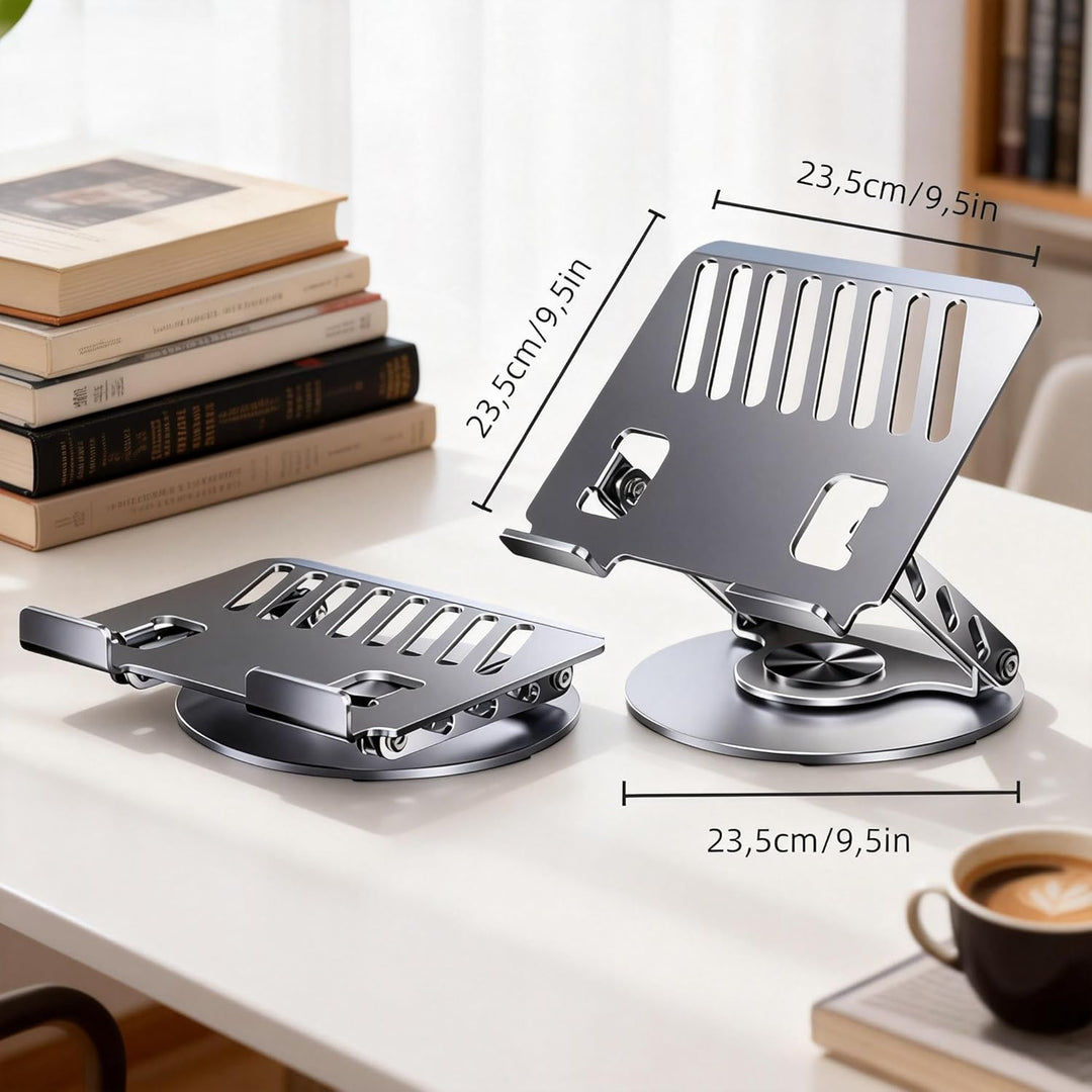 Laptop Ständer Höhenverstellbar mit 360° Drehbarer Basis, Laptopständer Platzsparender Laptop Halter
