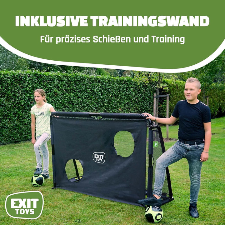 EXIT | Hochwertige Fussballtore aus Stahl - Enthält eine Trainingswand und EIN stabiles Verankerungs