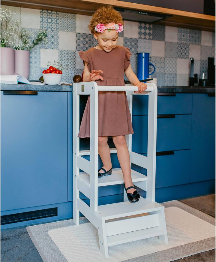 MEOWBABY Lernturm – Höhenverstellbarer Montessori Learning Tower für Kinder – Lernturm ab 1 Jahr – S