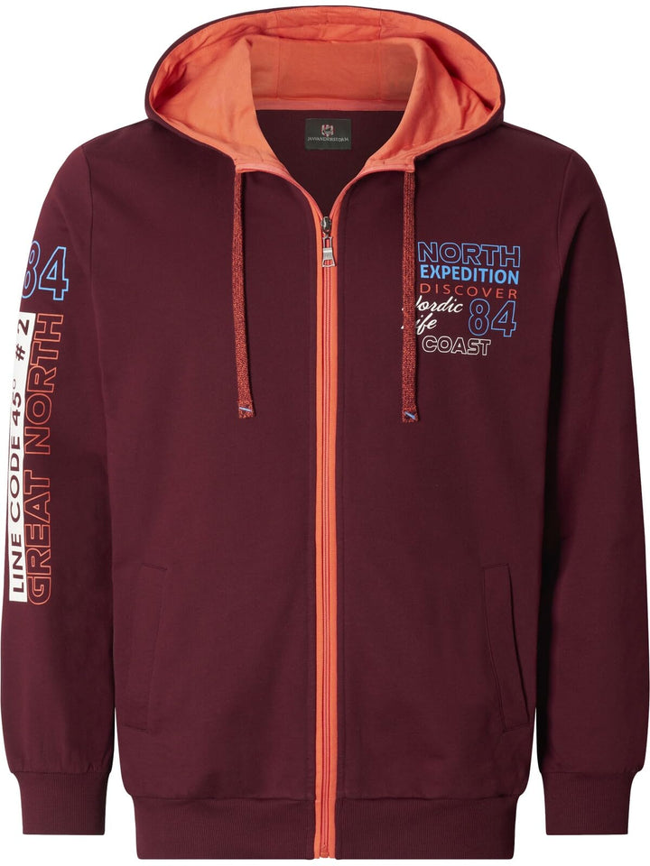 Jan Vanderstorm Herren Sweatjacke Roderich mit Kapuze | Hoodie | Reine Baumwolle | grosse Grössen L-