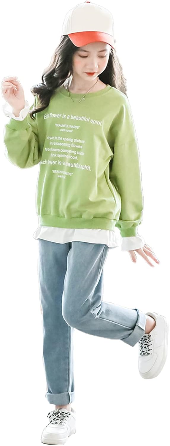 Mädchen Trainingsanzug Gestreift Pullover Sweatshirt Jogging Hose Bekleidungsset for 3-14 Jahre 7-8