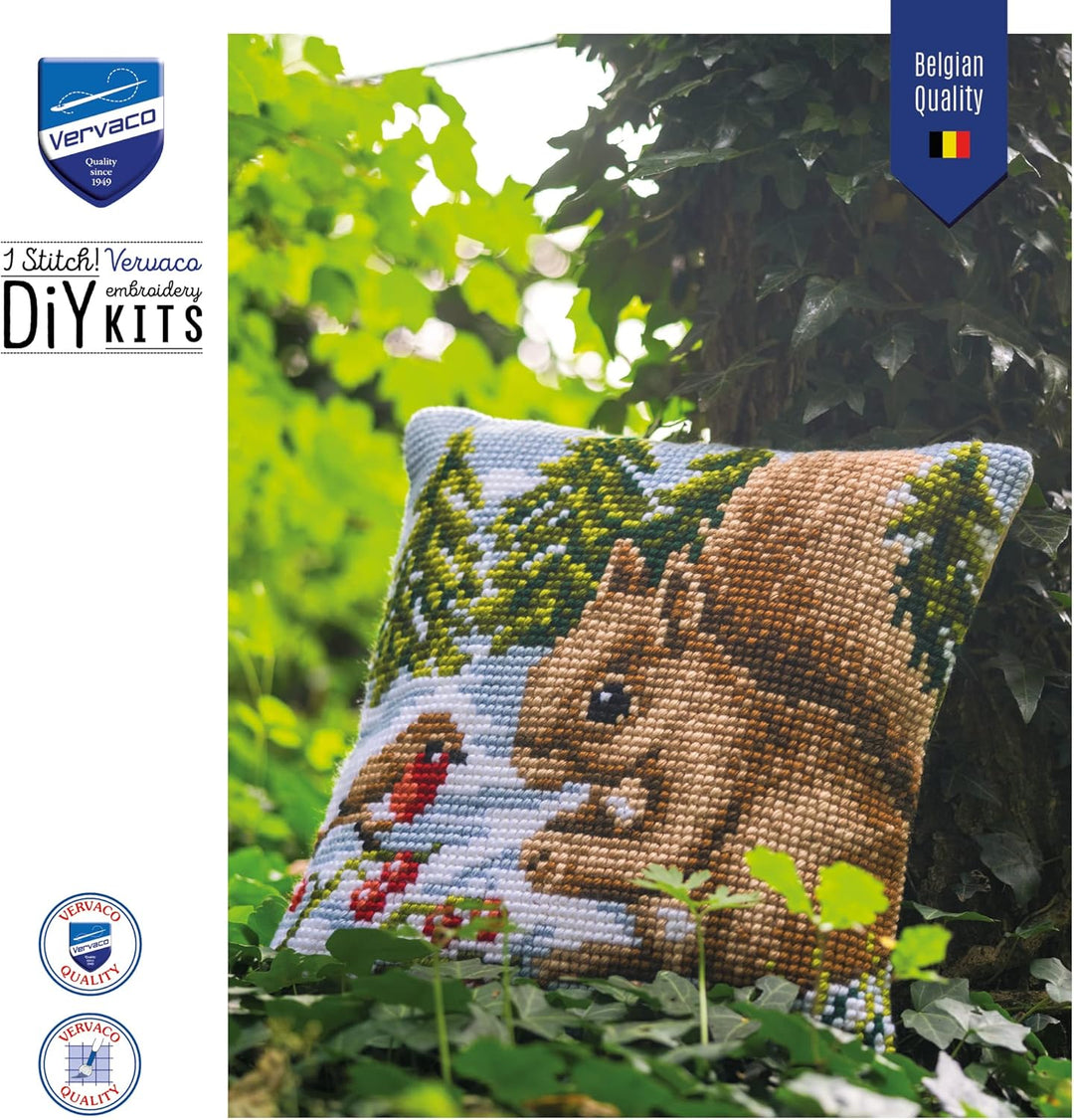 Vervaco Kreuzstich Stickpackungen Kissen Front zum Selbersticken mit Stickbild auf 100% Baumwoll Sto