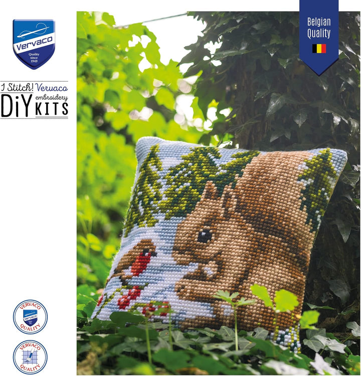 Vervaco Kreuzstich Stickpackungen Kissen Front zum Selbersticken mit Stickbild auf 100% Baumwoll Sto
