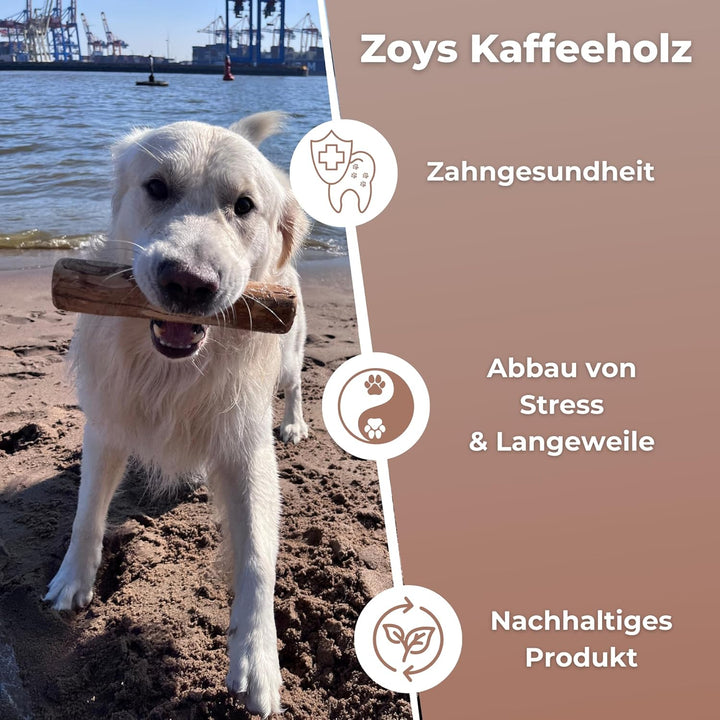 Zoys® Kaffeeholz für Hunde - Natürlicher Kauknochen für Hunde in 5 Grössen - Kaustab für Zahnreinigu