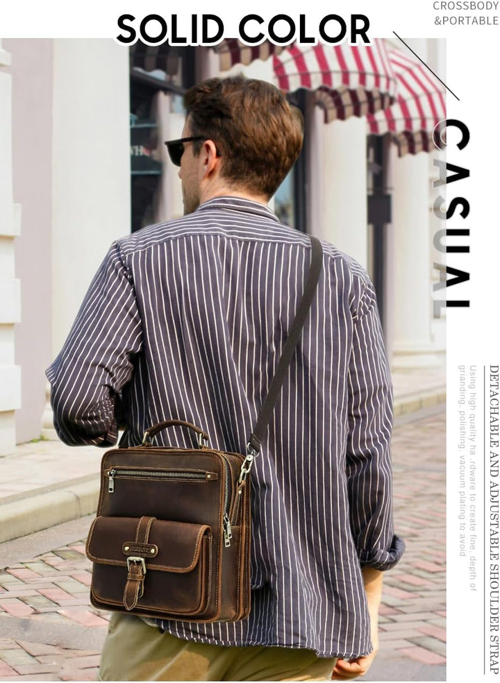 CONTACTS Umhängetasche Herren Schultertasche 13 Zoll Herrentasche Kuriertasche echtes Leder für Arbe