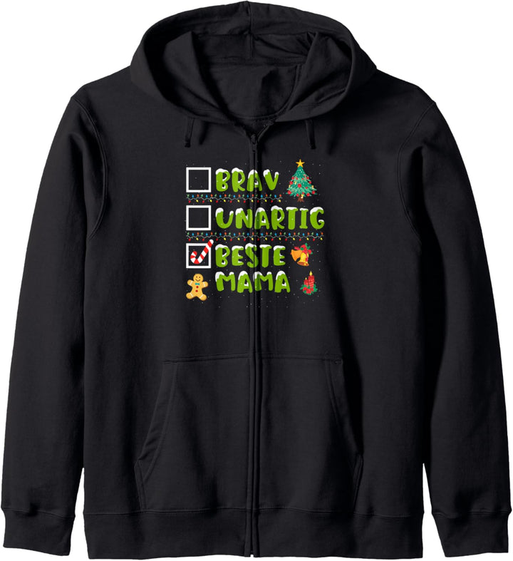 Lustiges Brav, Unartig, Beste Mama Weihnachten Geschenk Kapuzenjacke