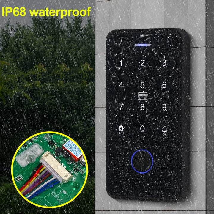 QTTYELOK Bluetooth Tuya Türzugangskontrollsystem Kit IP68 Wasserdichter Fingerabdruck Biometrics RFI