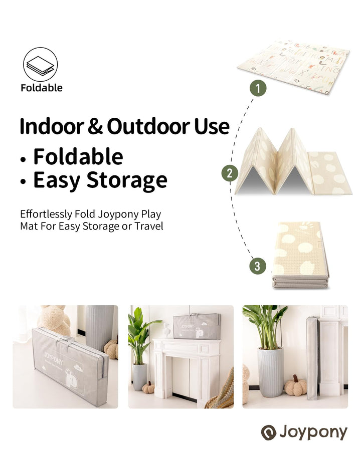 Joypony Krabbelmatte Baby, 150x180 CM Grosse Faltbare Spielmatte, Wasserdicht & Rutschfest, Baby Pla