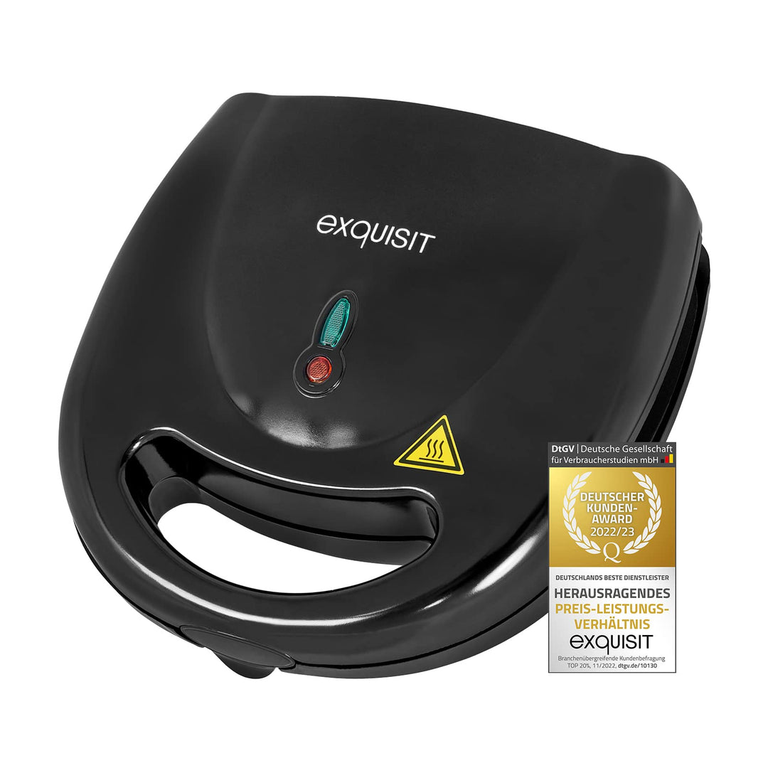 Exquisit Sandwichtoaster ST 3101 sw | Dreieck-Sandwich | Antihaft | 750 W Leistung | Schwarz | Überh