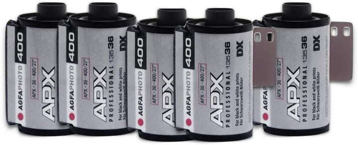 AgfaPhoto APX 400 135-36 Negativfim S/W im 5er Pack, AG6A4360-5 5 Stück 400 ASA Single, 5 Stück 400
