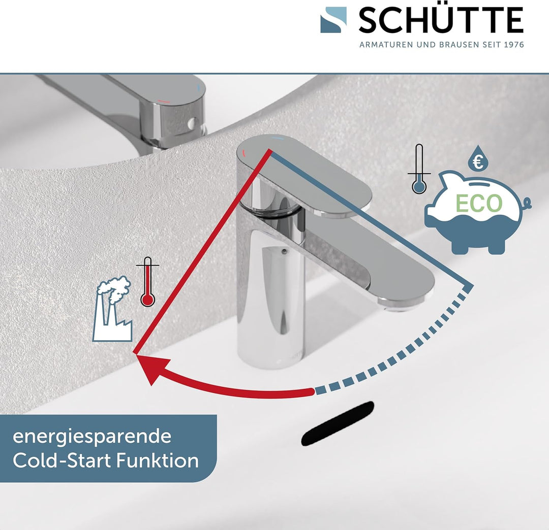 SCHÜTTE Waschtischarmatur MONTANA 32310, Wasserhahn Bad mit Ablaufgarnitur, Armatur Badezimmer, Einh