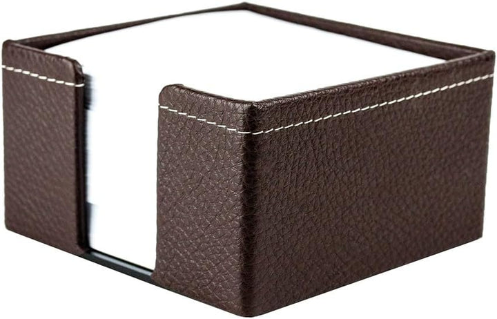 DELMON VARONE - Zettelkasten Premium Leder Soft Grain braun - Zettelbox inkl. 500 Blatt Papier, Noti