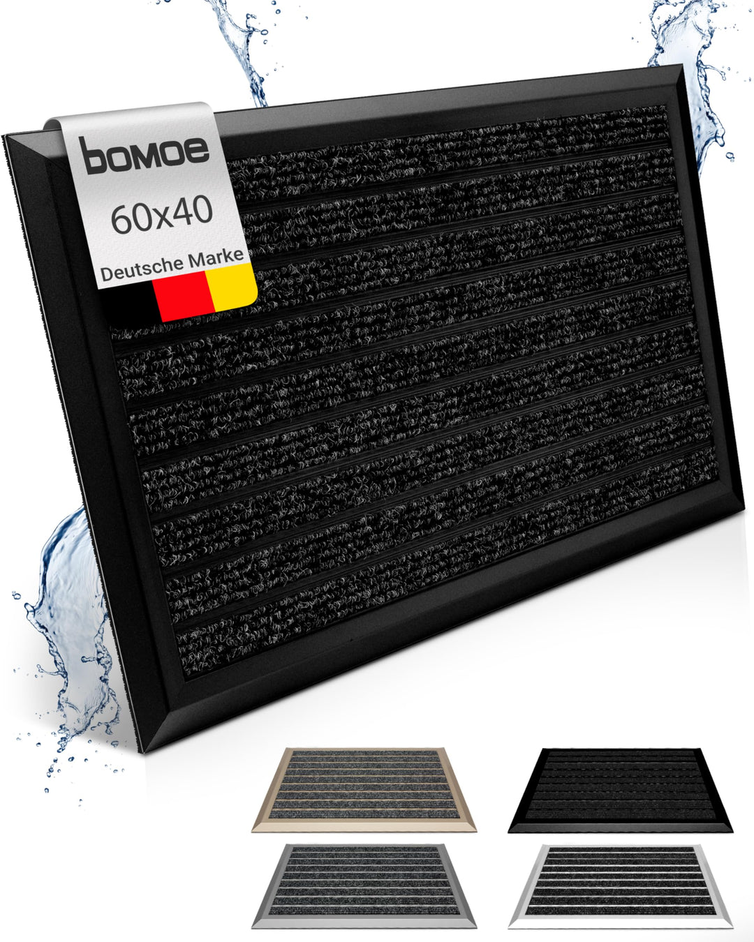 bomoe Fussmatte Aussen rutschfest Rostfrei Fussabtreter Aussenbereich | 40x60cm Anthrazit Outdoor-Fu