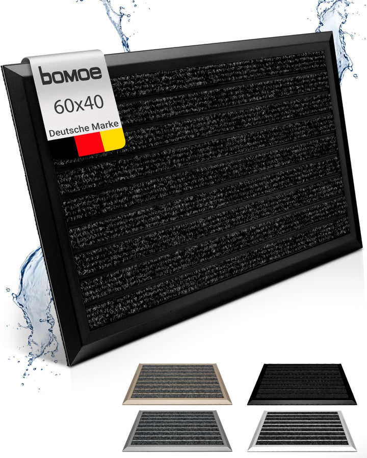 bomoe Fussmatte Aussen rutschfest Rostfrei Fussabtreter Aussenbereich | 40x60cm Anthrazit Outdoor-Fu