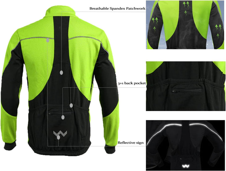 HOMTOL Herren Fahrradjacke Polarfleece-Futter Wasserdicht Winter Thermal Radjacke winddicht regenfes