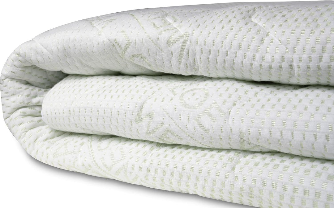 BONEX Aloe Vera Komfort Matratzenbezug, Polyester, weiss und grün, 19-21 cm, 19-21 cm