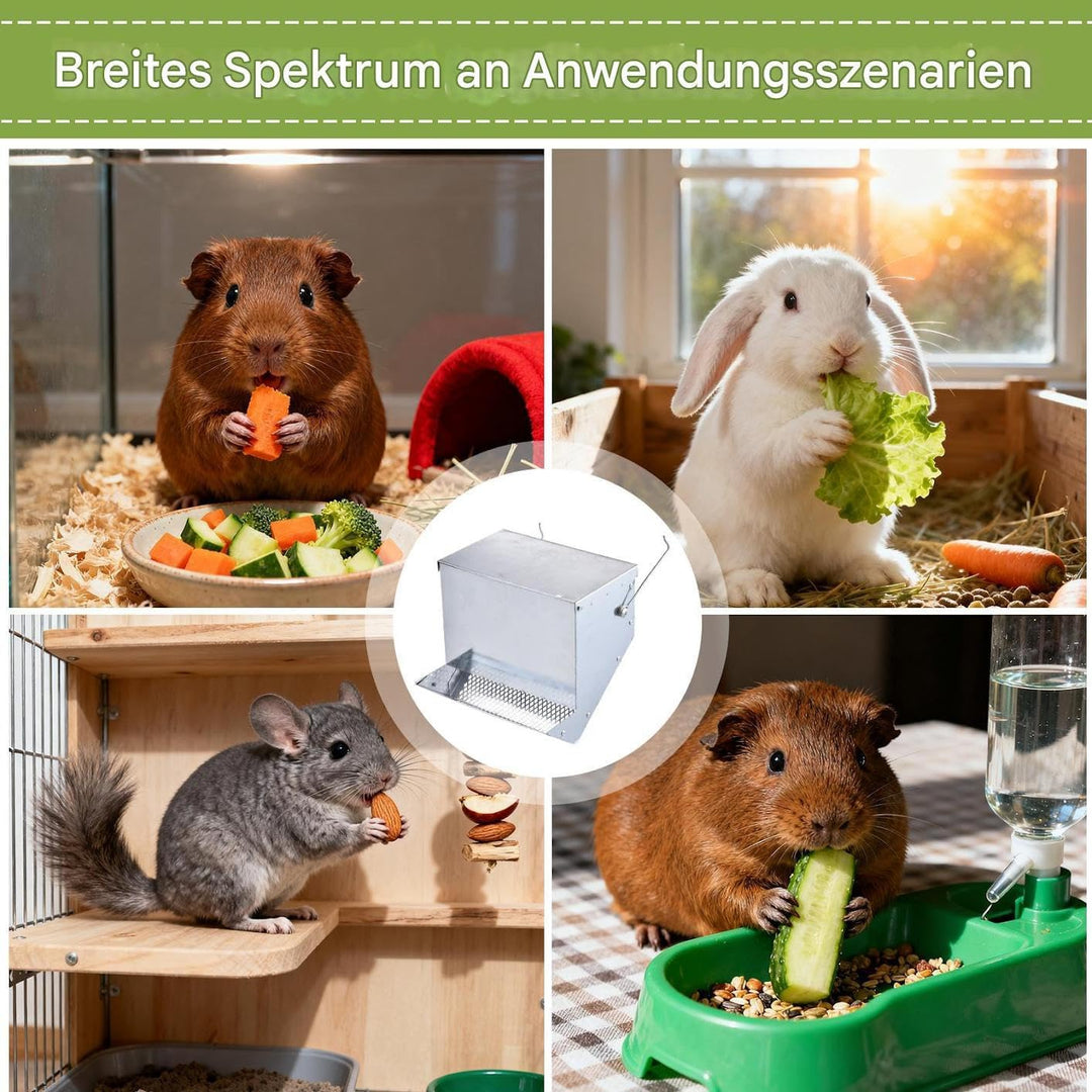 dzqad Kaninchen Futter Spender,Futterstation Mit Automatischem Deckel | Kaninchen-Heu-Futterspender,