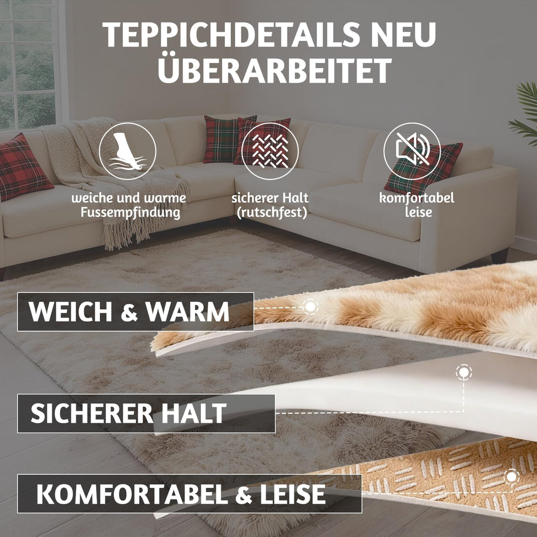MARATIP Plüsch Teppich,Flauschiger Teppich Rund,grosse Grösse modernes Wohnzimmer,Kinder Mädchen,wei