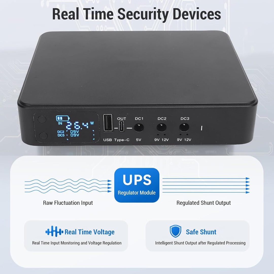 Ununterbrochener Stromversorgung, UPS -Batterie -Backup -Einbau in Adapter 10400MAH USB Typ C 5V DC
