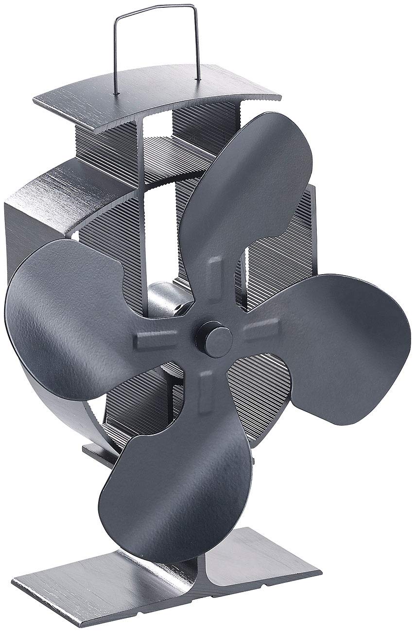 Carlo Milano Kaminventilator: Stromloser Kaminofen-Ventilator mit 4 Lüfter-Blättern, für 60-350 °C (