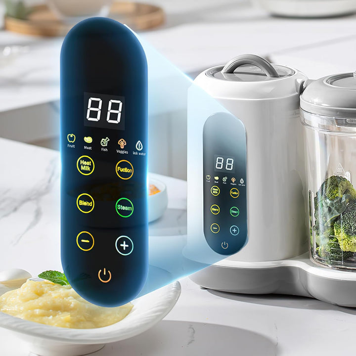 4-in-1 Babybrei Zubereiter &amp; Dampfgarer Mixer Baby, 400ml Baby Küchenmaschine mit Touchscreen, Autom