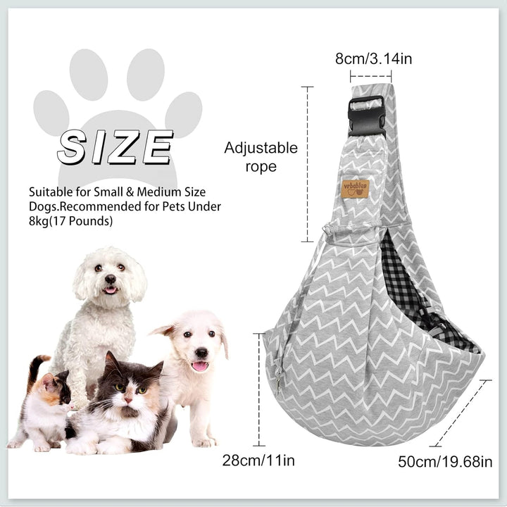 vrbabies Hundetrage für kleine Hunde, freihändig, atmungsaktiv, wendbar, verstellbar, aus Baumwolle,