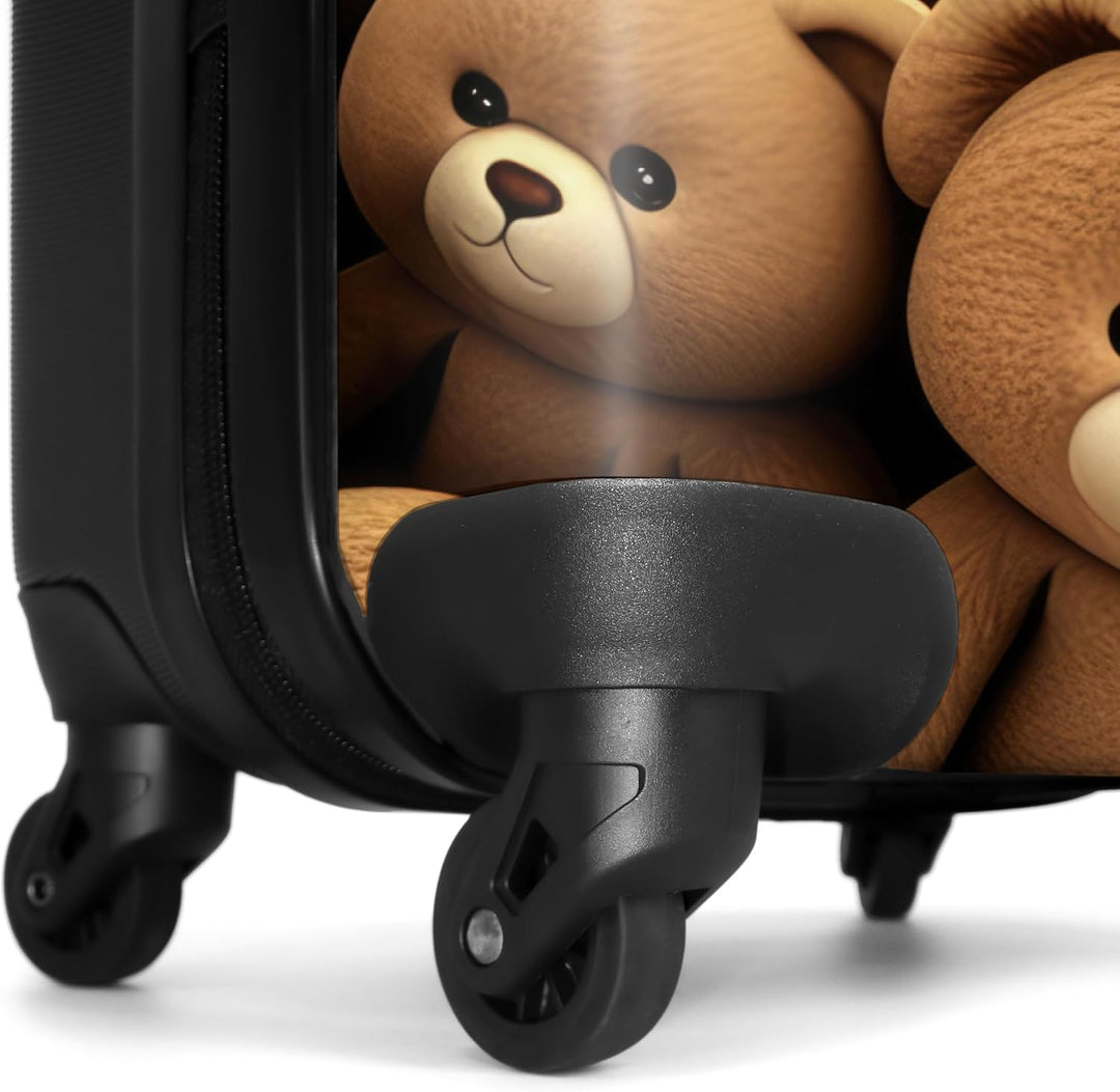 NoBoringSuitcases.com® Koffer Handgepäck Trolley Rollkoffer Kleine Reisekoffer mit 4 Rollen - Teddyb