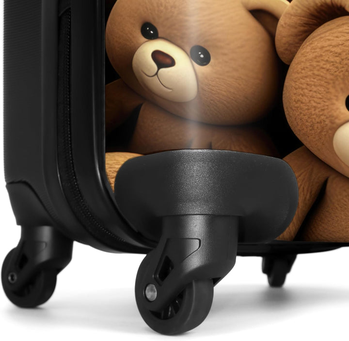 NoBoringSuitcases.com® Koffer Handgepäck Trolley Rollkoffer Kleine Reisekoffer mit 4 Rollen - Teddyb