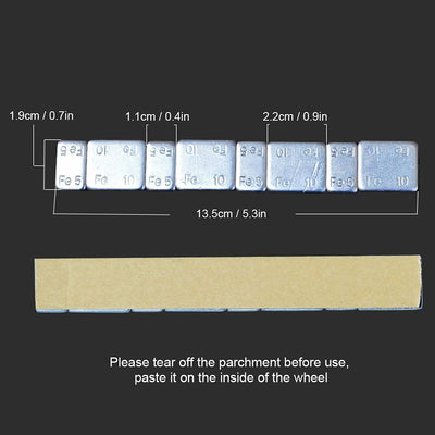 25 Riegel 60g Klebegewichte Auswuchtgewichte mit Shovel, 5g x 12 Abrisskante Kunststoffbeschichtet S