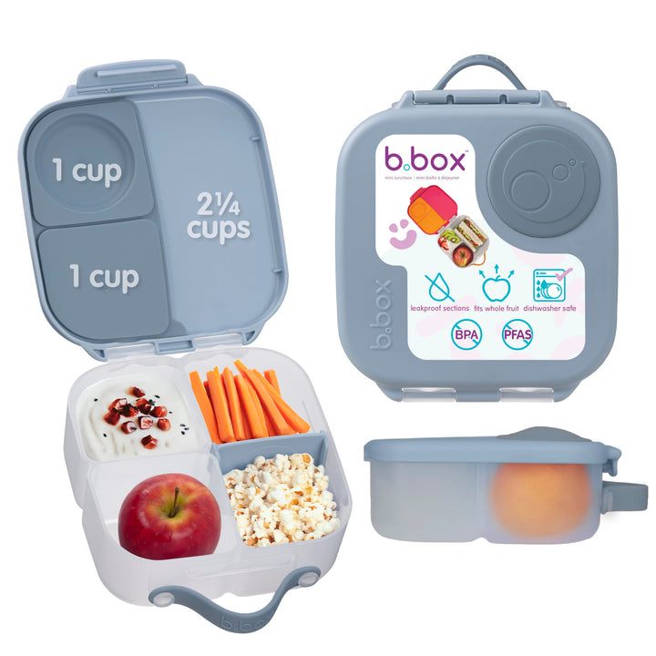 b.box Mini Lunchbox | Bento Box with 3 Compartments (2 Leakproof) | Ideal for Toddlers, Kids Lunch &
