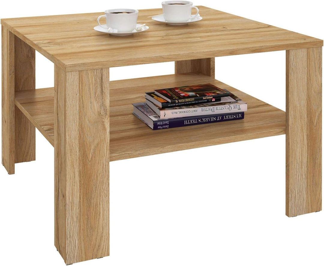 CARO-Möbel Couchtisch Wohnzimmertisch Felice in Wildeiche mit Stauraum, 68x68 cm