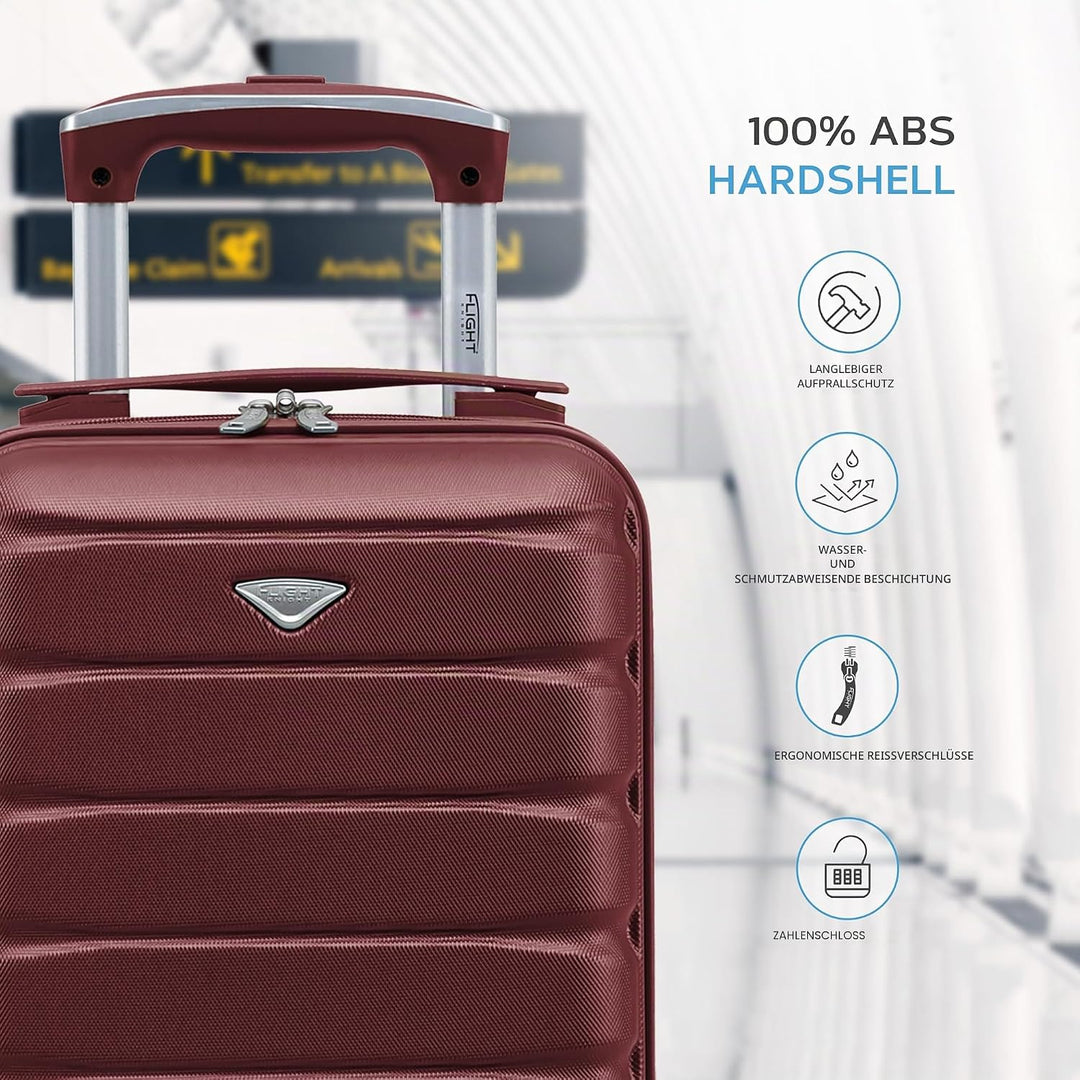 Flight Knight Leichte 4-Rad-abs-hartschalenkoffer Handgepack, Zugelassen Fur Uber 100 Fluggesellscha