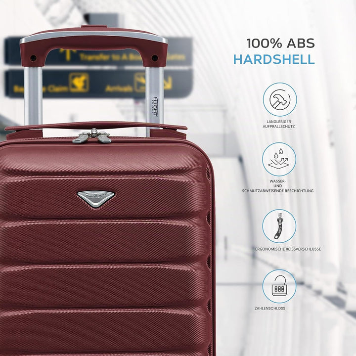 Flight Knight Leichte 4-Rad-abs-hartschalenkoffer Handgepack, Zugelassen Fur Uber 100 Fluggesellscha