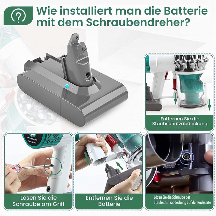 21.6V 4.6Ah Akku für Dyson V6 DC62, Ersatzakku für Dyson V6 DC58 DC59 DC61 DC72 DC74 SV03 SV05 SV06