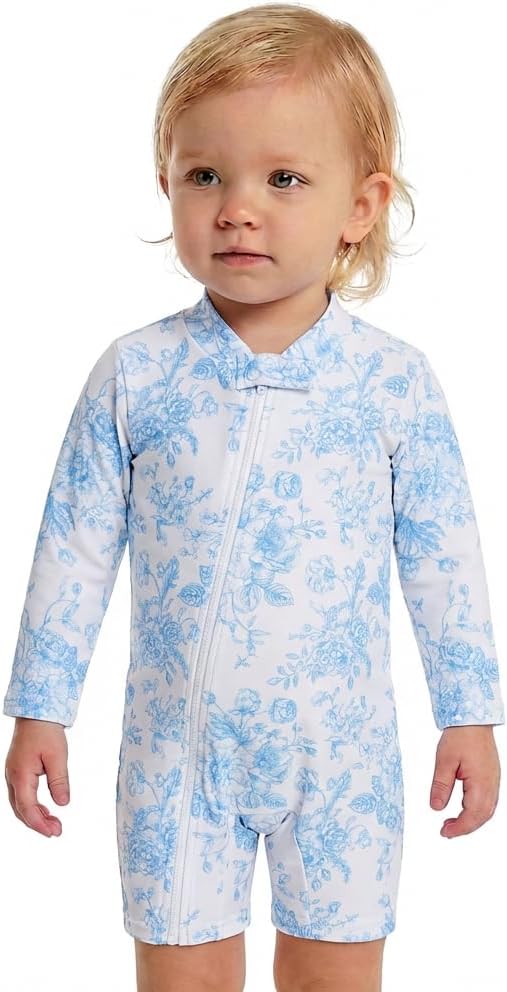 BONVERANO Baby Mädchen Recycelter Badeanzug mit einem durchgehendem Reissverschluss UV-Schutz 50+ 18